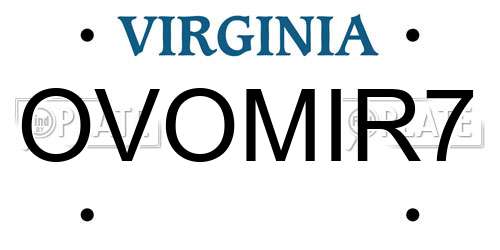 OVOMIR7 Virginia License Plate