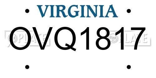 OVQ1817 Virginia License Plate