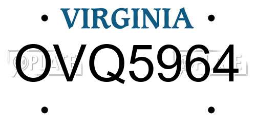 OVQ5964 Virginia License Plate