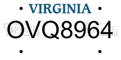 OVQ8964 Virginia License Plate