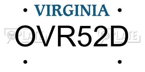 OVR52D Virginia License Plate