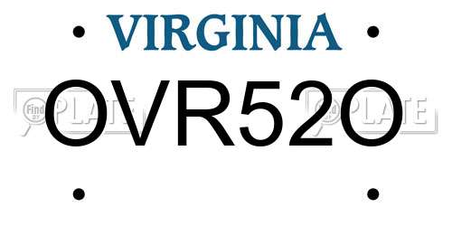 OVR52O Virginia License Plate