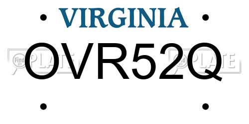 OVR52Q Virginia License Plate