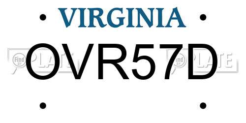 OVR57D Virginia License Plate