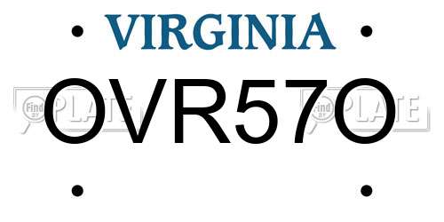 OVR57O Virginia License Plate