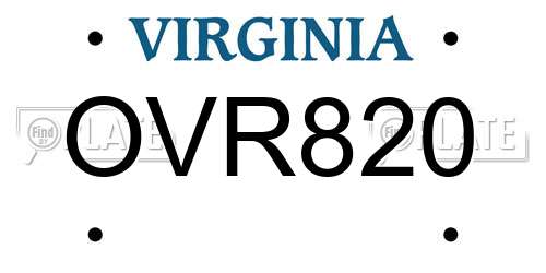 OVR820 Virginia License Plate