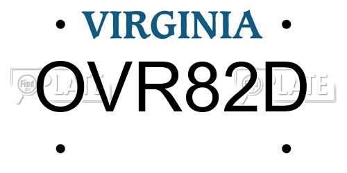 OVR82D Virginia License Plate