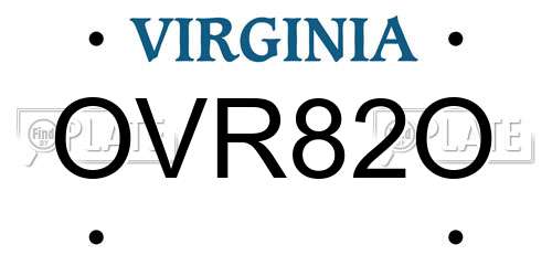 OVR82O Virginia License Plate