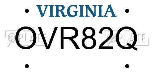 OVR82Q Virginia License Plate