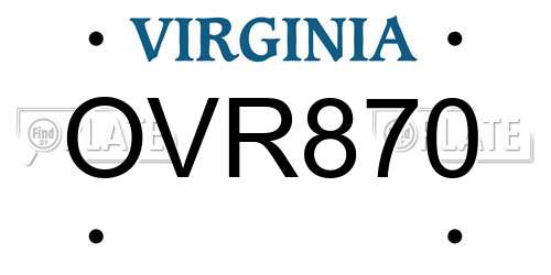 OVR870 Virginia License Plate