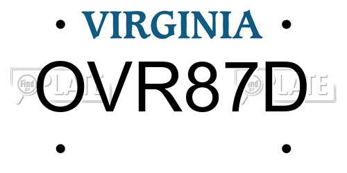 OVR87D Virginia License Plate