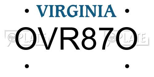 OVR87O Virginia License Plate