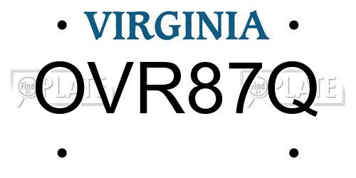 OVR87Q Virginia License Plate