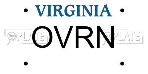 OVRN Virginia License Plate