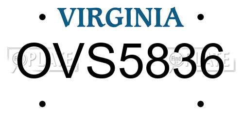 OVS5836 Virginia License Plate