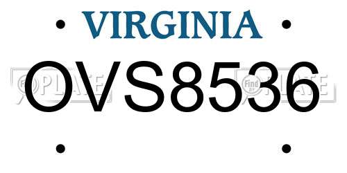 OVS8536 Virginia License Plate