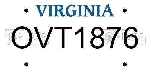 OVT1876 Virginia License Plate