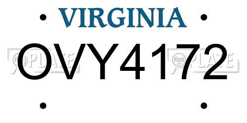 OVY4172 Virginia License Plate