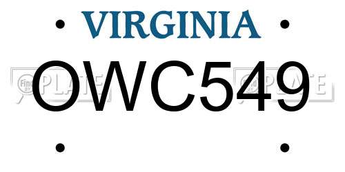 OWC549 Virginia License Plate