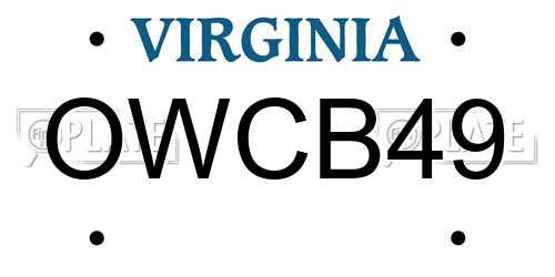 OWCB49 Virginia License Plate