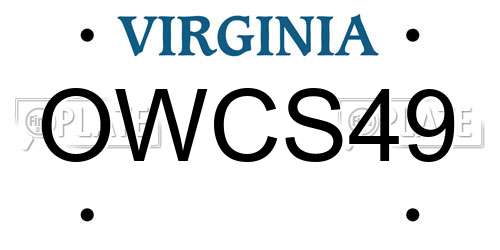 OWCS49 Virginia License Plate