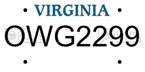 OWG2299 Virginia License Plate