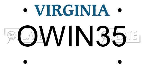 OWIN35 Virginia License Plate