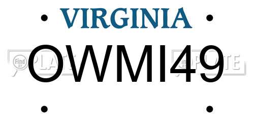 OWMI49 Virginia License Plate
