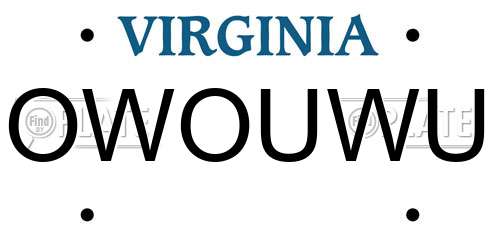 OWOUWU Virginia License Plate