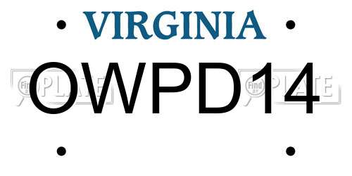 OWPD14 Virginia License Plate