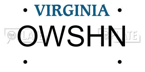 OWSHN Virginia License Plate
