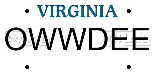 OWWDEE Virginia License Plate