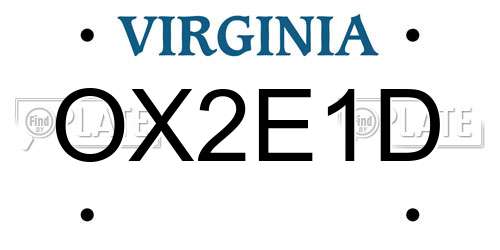 OX2E1D Virginia License Plate