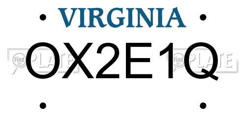 OX2E1Q Virginia License Plate