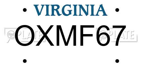 OXMF67 Virginia License Plate