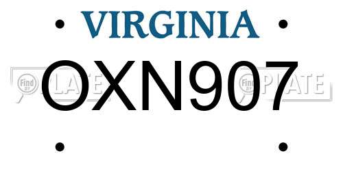OXN907 Virginia License Plate