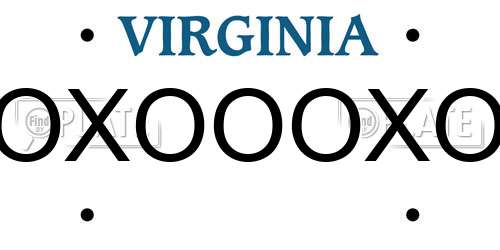 OXOOOXO Virginia License Plate
