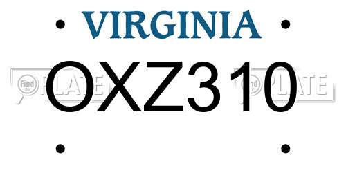 OXZ310 Virginia License Plate