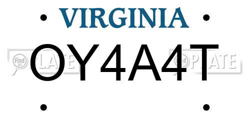 OY4A4T Virginia License Plate
