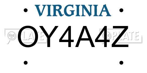 OY4A4Z Virginia License Plate