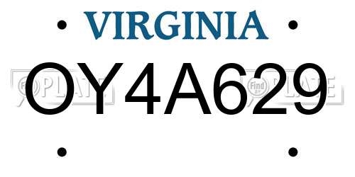 OY4A629 Virginia License Plate