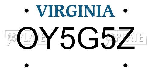 OY5G5Z Virginia License Plate