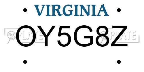 OY5G8Z Virginia License Plate