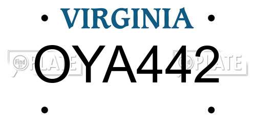 OYA442 Virginia License Plate