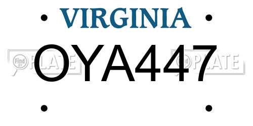 OYA447 Virginia License Plate