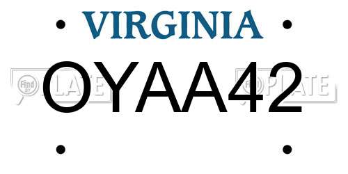 OYAA42 Virginia License Plate