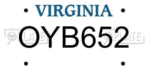 OYB652 Virginia License Plate