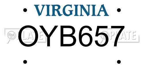 OYB657 Virginia License Plate