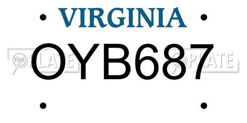 OYB687 Virginia License Plate