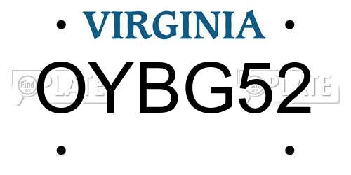 OYBG52 Virginia License Plate